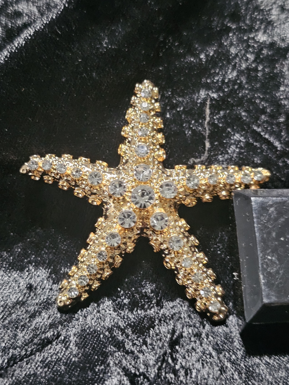 Gold Crystal Starfish Brooch